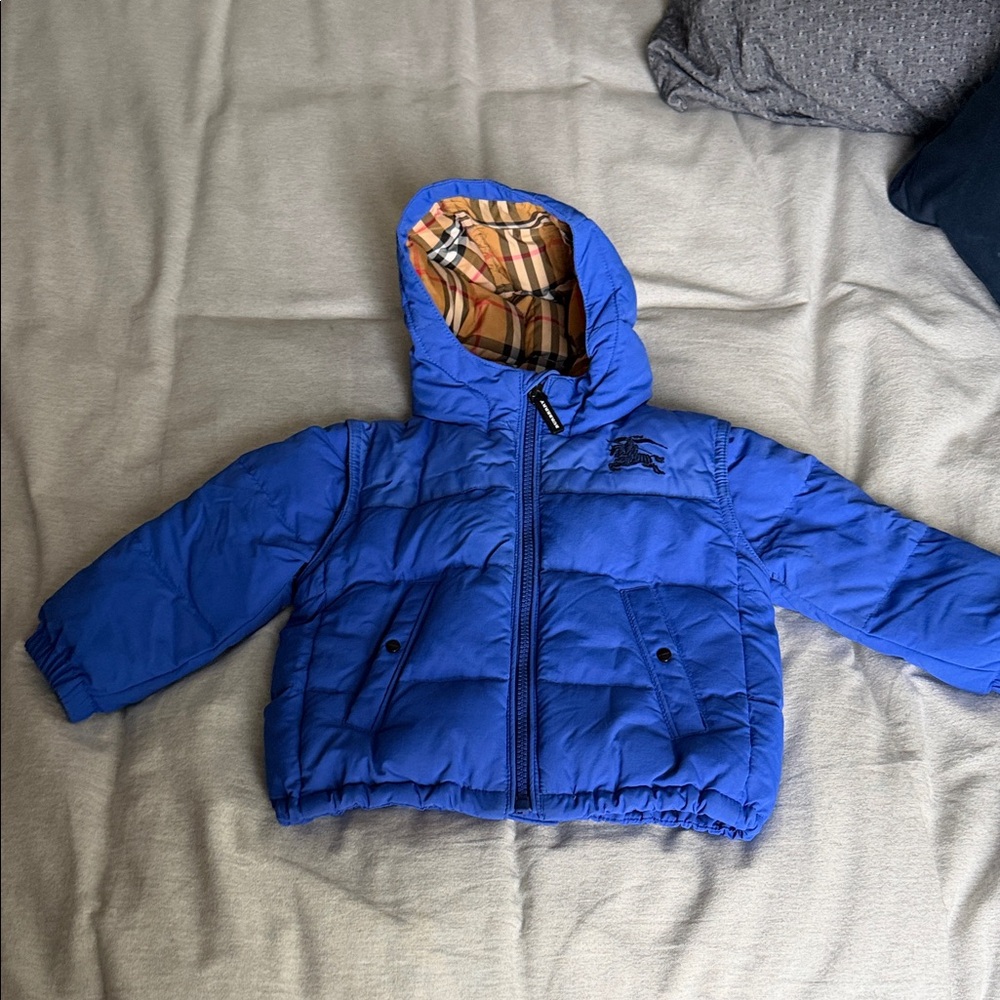 Burberry Blue Plaid-Lined Jacket